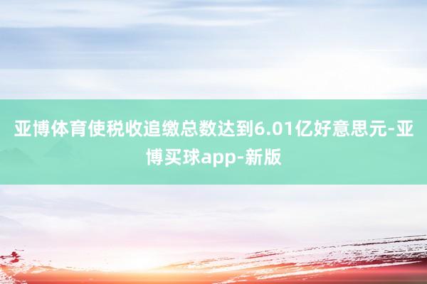 亚博体育使税收追缴总数达到6.01亿好意思元-亚博买球app-新版