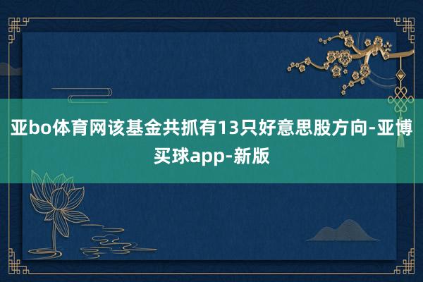 亚bo体育网该基金共抓有13只好意思股方向-亚博买球app-新版
