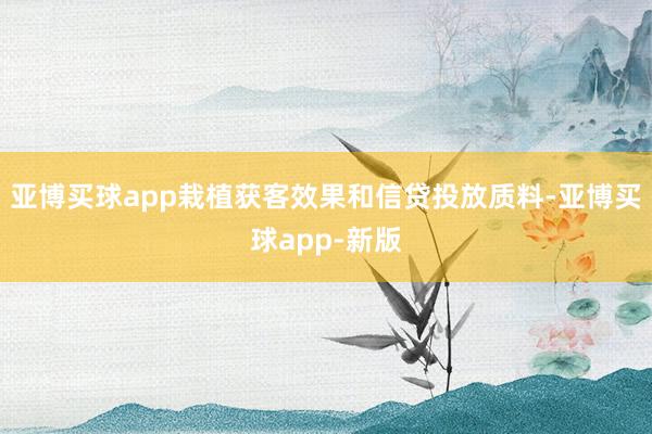 亚博买球app栽植获客效果和信贷投放质料-亚博买球app-新版