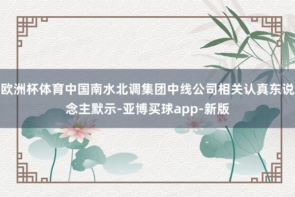 欧洲杯体育中国南水北调集团中线公司相关认真东说念主默示-亚博买球app-新版