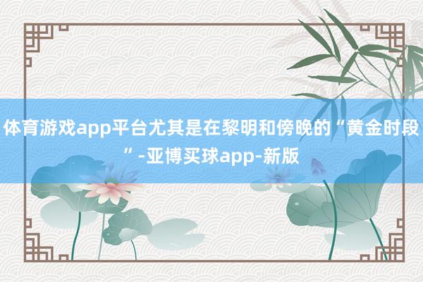 体育游戏app平台尤其是在黎明和傍晚的“黄金时段”-亚博买球app-新版